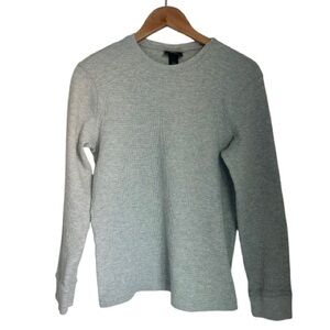 H&M Men’s Slim Fit Crewneck Waffled Jersey Long-sleeve Solid Thermal Tee Gray